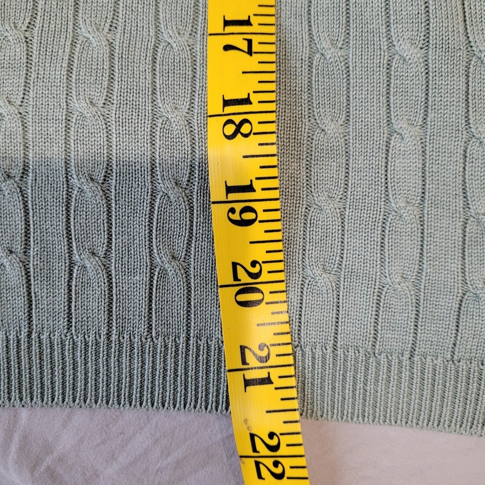 STUDIO 121 silk Women's cable knit Sweater SZ L Mock neck long sleeve Sage top - Picture 6 of 8